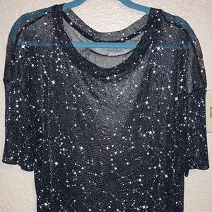 Sparkly star mesh top
